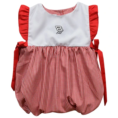Girls Infant Vive La Fete Red Dale Earnhardt Jr. Gingham Bubble Dress