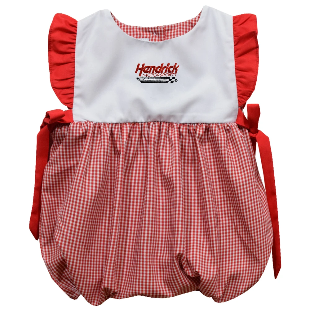 Girl's Infant Vive La Fete Red Hendrick Motorsports Gingham Bubble Dress