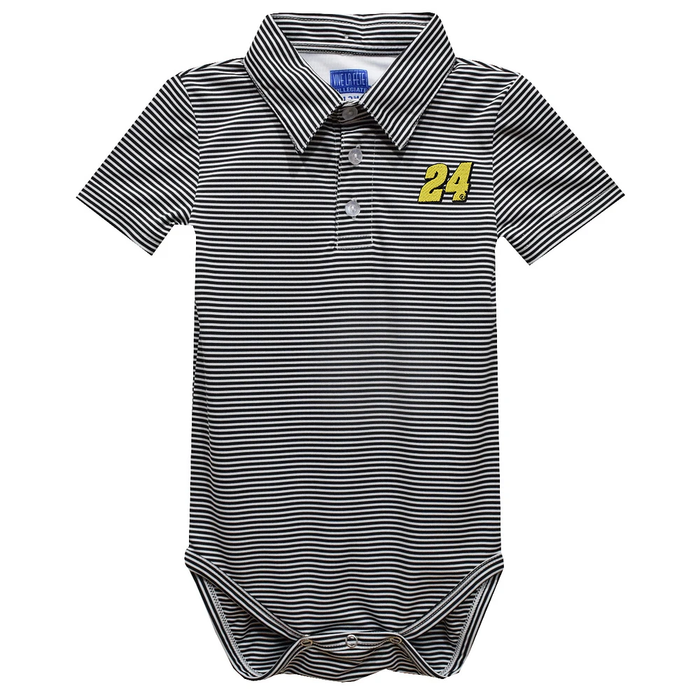 Infant Vive La Fete Black William Byron Pencil Stripe Polo Bodysuit