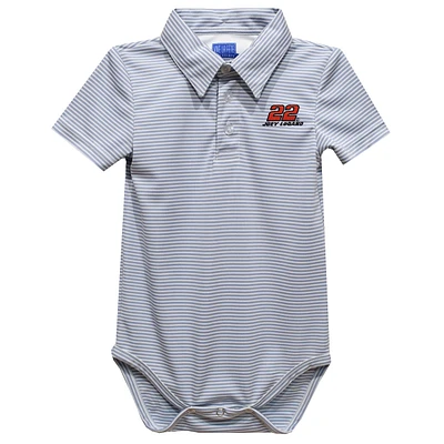 Infant Vive La Fete Gray Joey Logano Pencil Stripe Polo Bodysuit