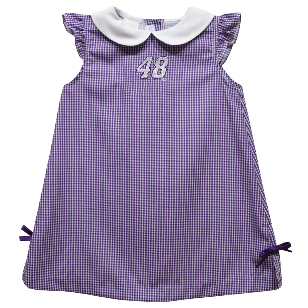 Girls Toddler Vive La Fete Purple Alex Bowman Mini Check Pattern A-Line Dress