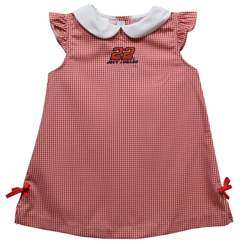 Girls Infant Vive La Fete Red Joey Logano Mini Check Pattern A-Line Dress