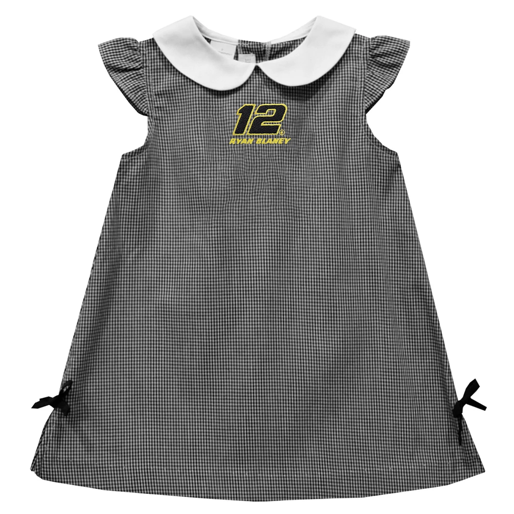 Girls Infant Vive La Fete Black Ryan Blaney Mini Check Pattern A-Line Dress