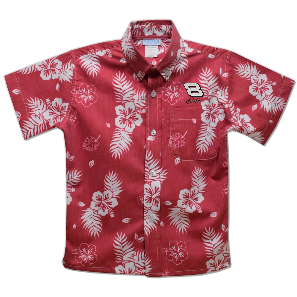 Youth Vive La Fete Red Dale Earnhardt Jr. Hawaiian Print Button-Down Shirt