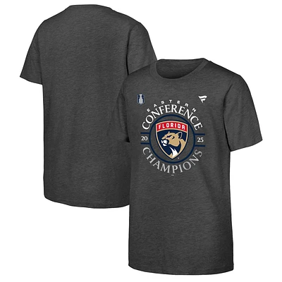 Youth Fanatics Heather Gray Florida Panthers 2025 Eastern Conference Champions Locker Room T-Shirt