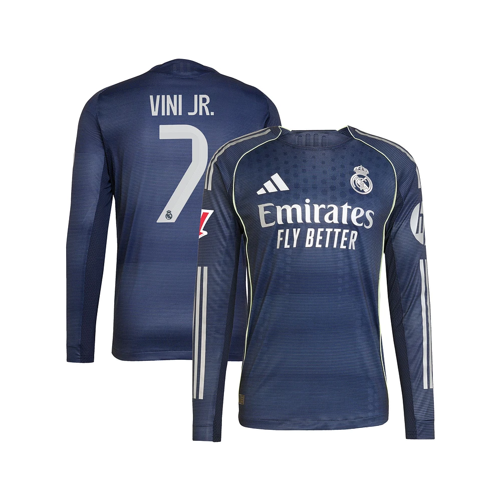 Men's adidas Vini Jr. Blue Real Madrid 2025/26 Away Authentic Long Sleeve Player Jersey