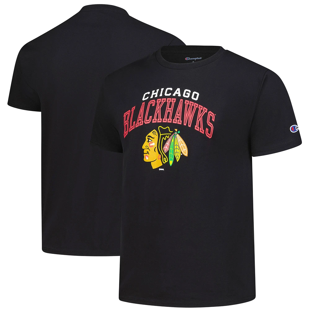 Men's Champion Black Chicago Blackhawks Primary Logo T-Shirt