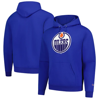 Men's Champion Royal Edmonton Oilers Primary Logo 1-Hit Pullover Hoodie