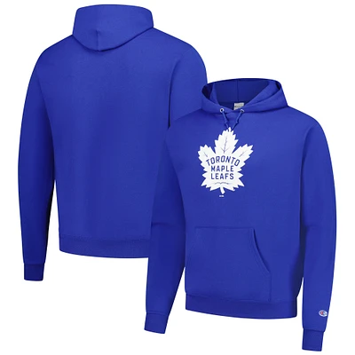 Men's Champion Blue Toronto Maple Leafs Primary Logo 1-Hit Pullover Hoodie