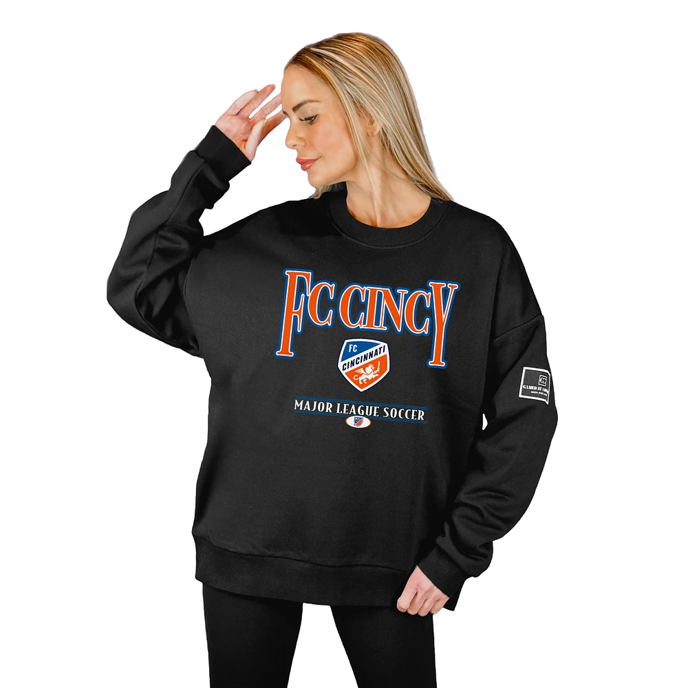 Women's Gameday Couture Black FC Cincinnati Oversized Players Only Label Premium Sweatshirt