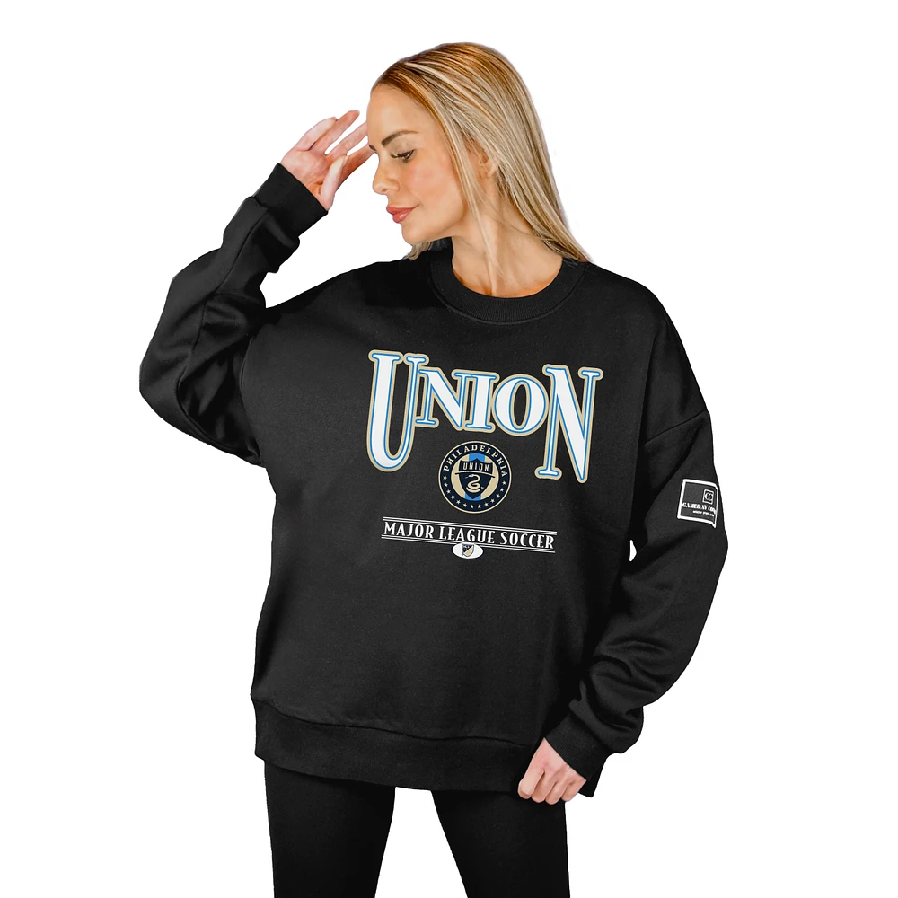 Women's Gameday Couture Black Philadelphia Union Oversized Players Only Label Premium Sweatshirt