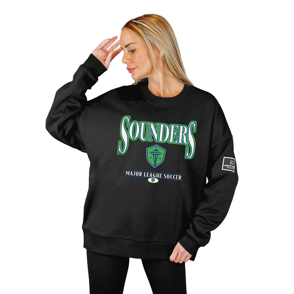 Women's Gameday Couture Black Seattle Sounders FC Oversized Players Only Label Premium Sweatshirt