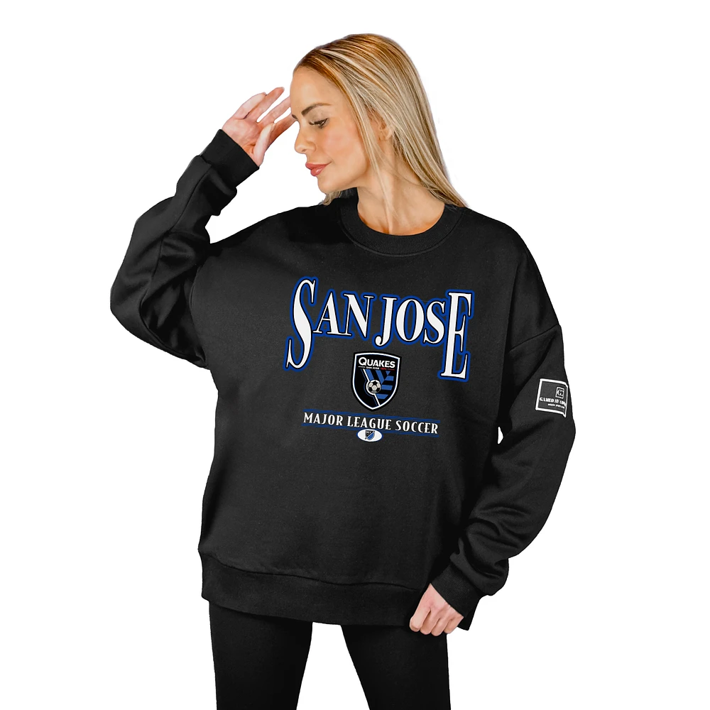 Women's Gameday Couture Black San Jose Earthquakes Oversized Players Only Label Premium Sweatshirt