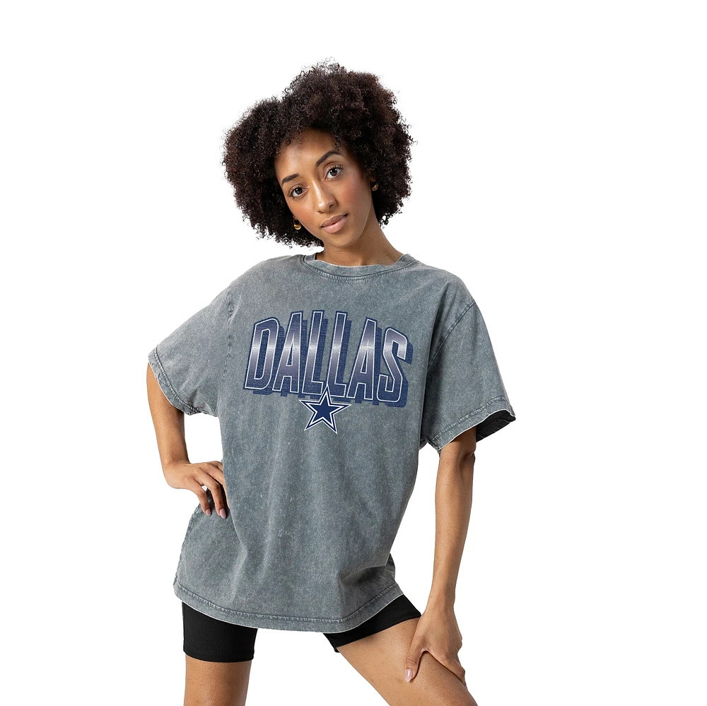 Women's Gameday Couture Gray Dallas Cowboys Peak Performance Oversized Snow Wash T-Shirt