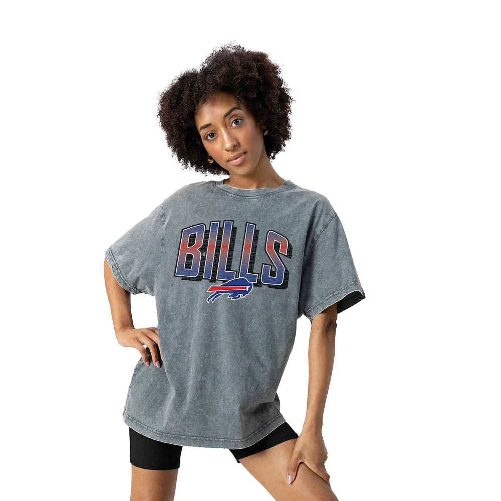 Women's Gameday Couture Gray Buffalo Bills Peak Performance Oversized Snow Wash T-Shirt