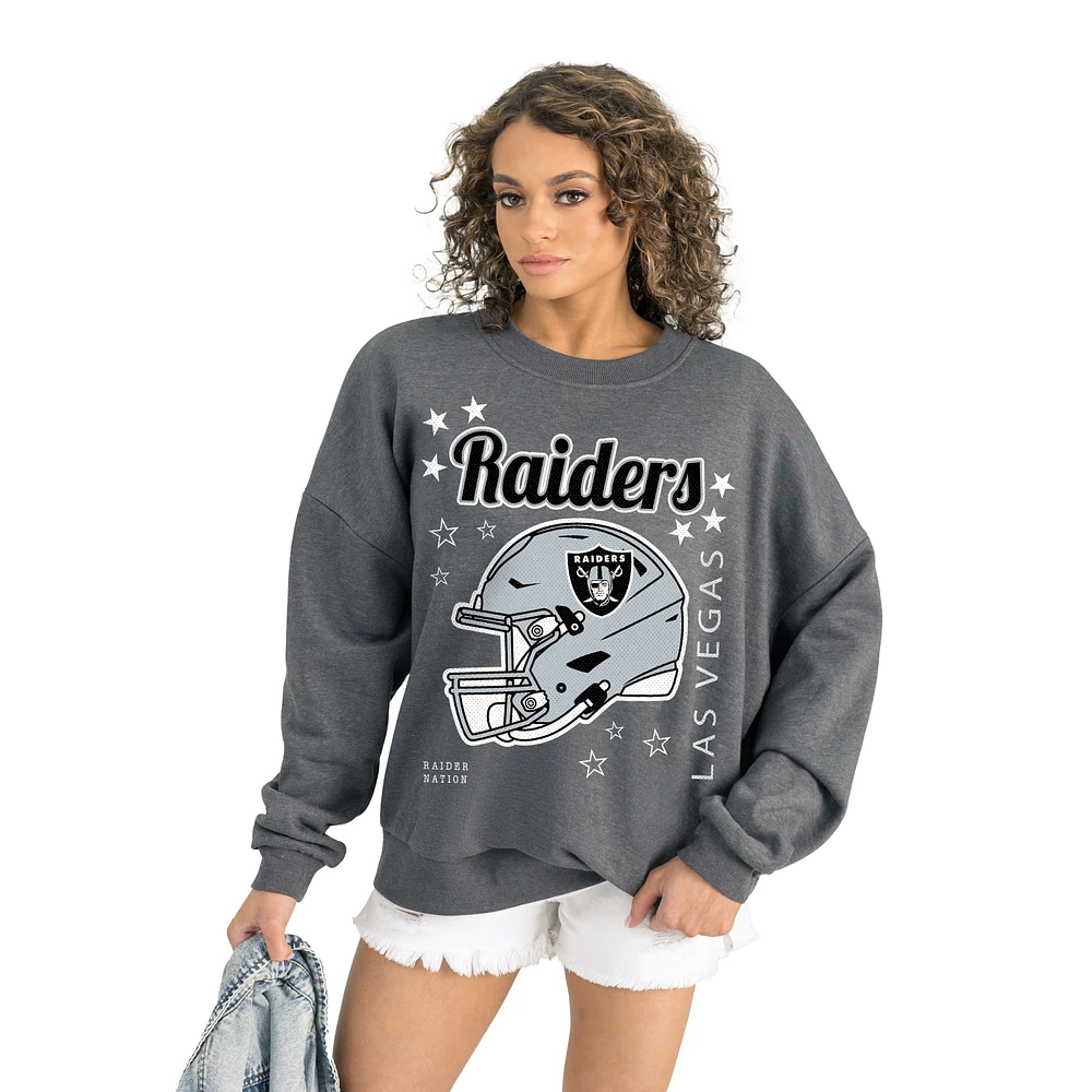 Women's Gameday Couture Gray Las Vegas Raiders Ready to Rumble Premium Fleece Pullover Sweatshirt