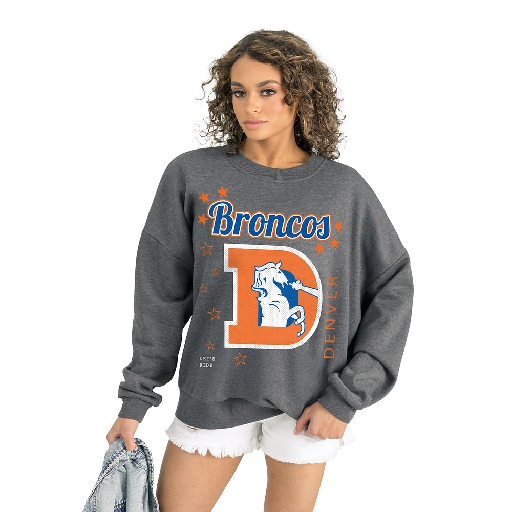 Women's Gameday Couture Gray Denver Broncos Ready to Rumble Premium Fleece Pullover Sweatshirt