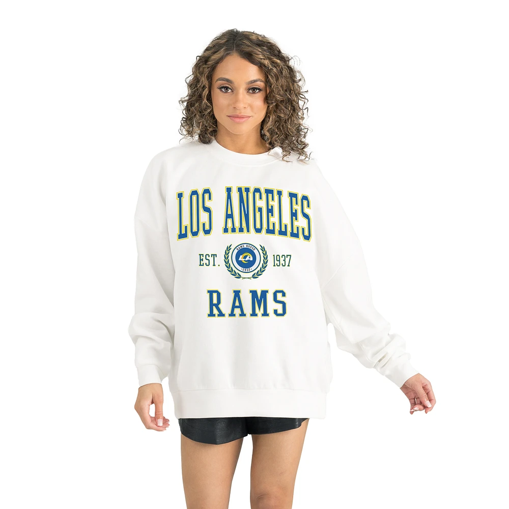 Women's Gameday Couture White Los Angeles Rams Timeless Triumph Premium Fleece Pullover Sweatshirt