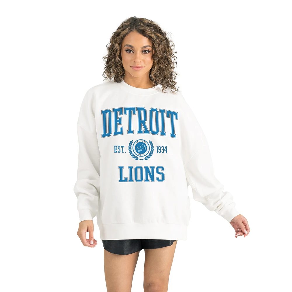 Women's Gameday Couture White Detroit Lions Timeless Triumph Premium Fleece Pullover Sweatshirt
