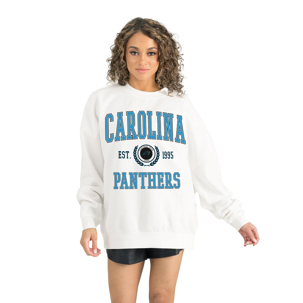 Women's Gameday Couture White Carolina Panthers Timeless Triumph Premium Fleece Pullover Sweatshirt