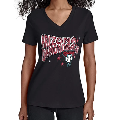 Women's Starter Black Arizona Diamondbacks Fireworks V-Neck T-Shirt