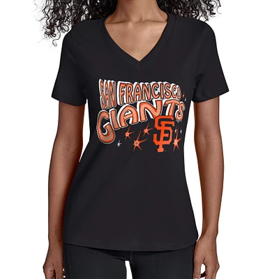 Women's Starter Black San Francisco Giants Fireworks V-Neck T-Shirt