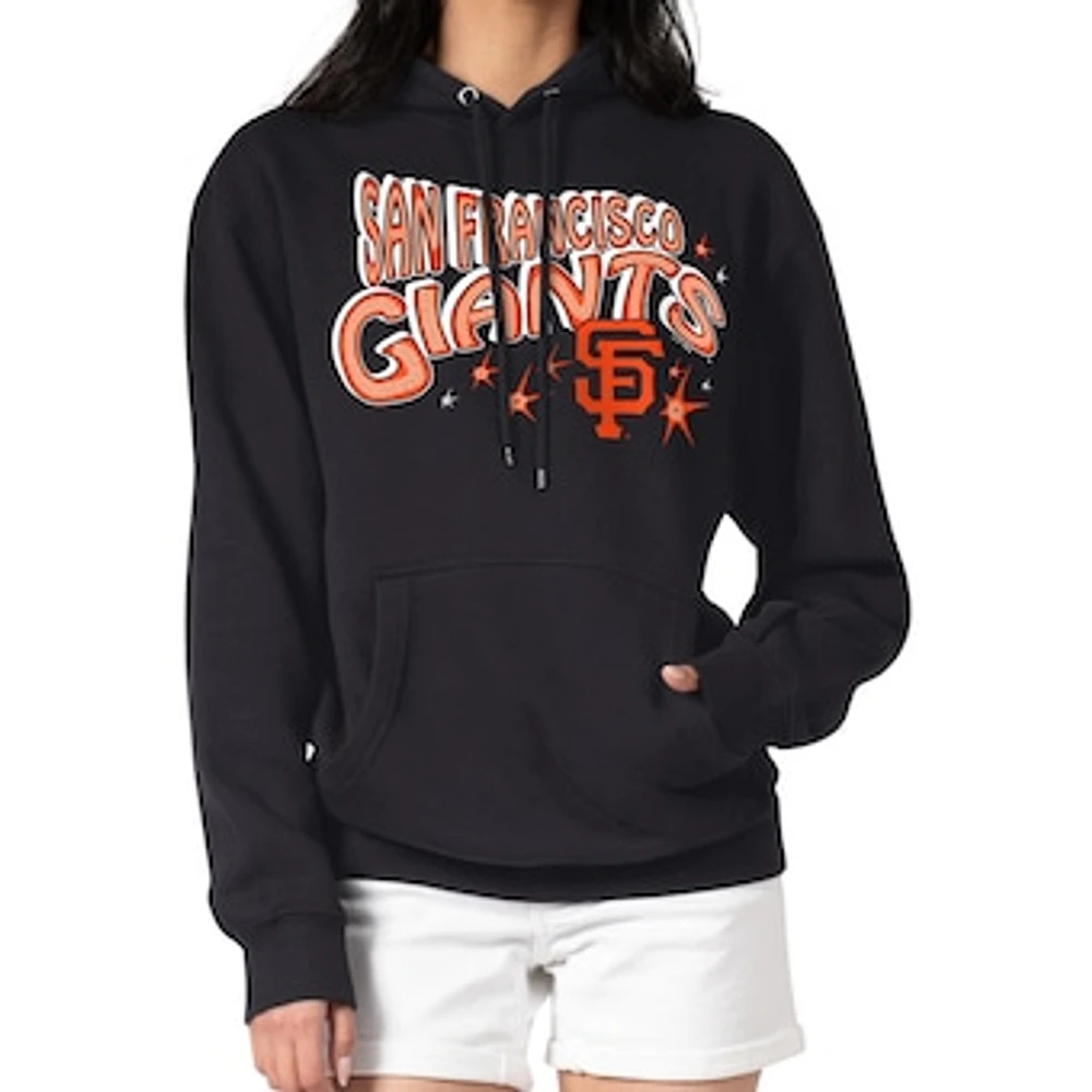 Women's Starter Black San Francisco Giants Fireworks Fleece Tri-Blend Pullover Hoodie