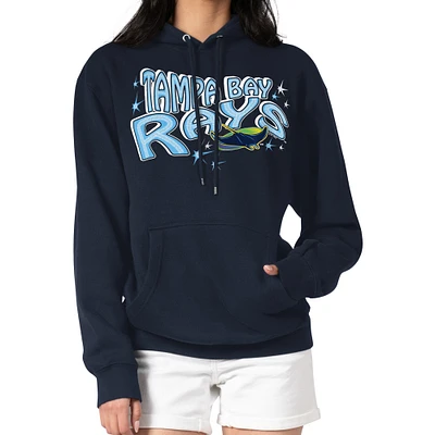 Women's Starter Navy Tampa Bay Rays Fireworks Fleece Tri-Blend Pullover Hoodie