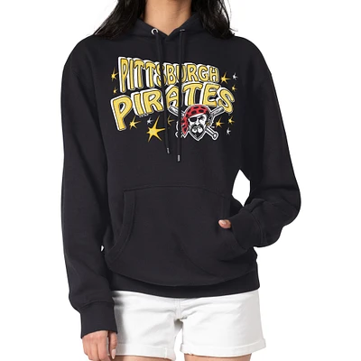 Women's Starter Black Pittsburgh Pirates Fireworks Fleece Tri-Blend Pullover Hoodie