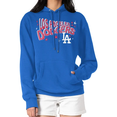 Women's Starter Royal Los Angeles Dodgers Fireworks Fleece Tri-Blend Pullover Hoodie