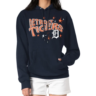 Women's Starter Navy Detroit Tigers Fireworks Fleece Tri-Blend Pullover Hoodie
