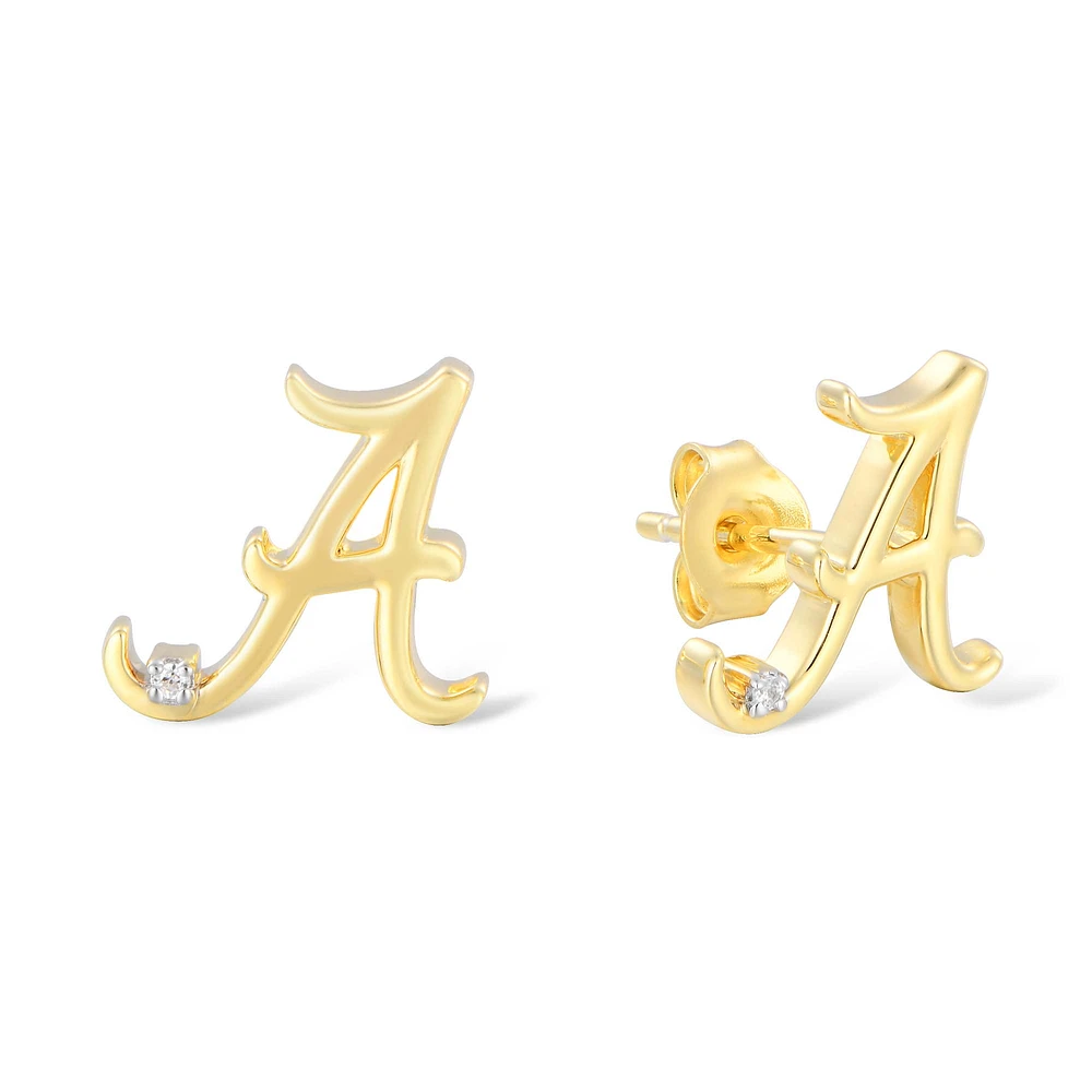 FanDrip Alabama Crimson Tide 14K Gold-Plated Diamond Accent Stud Earring