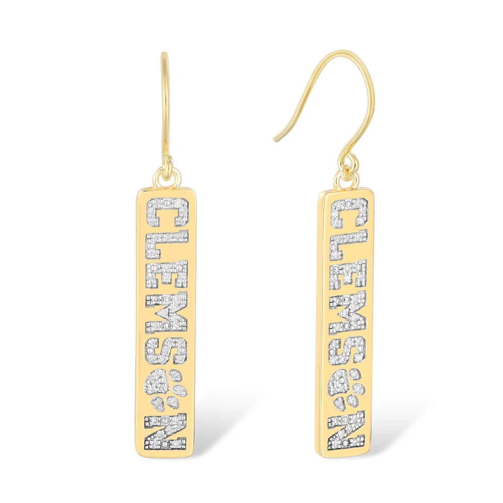 FanDrip Clemson Tigers 14K Gold-Plated Diamond Dangle Earring