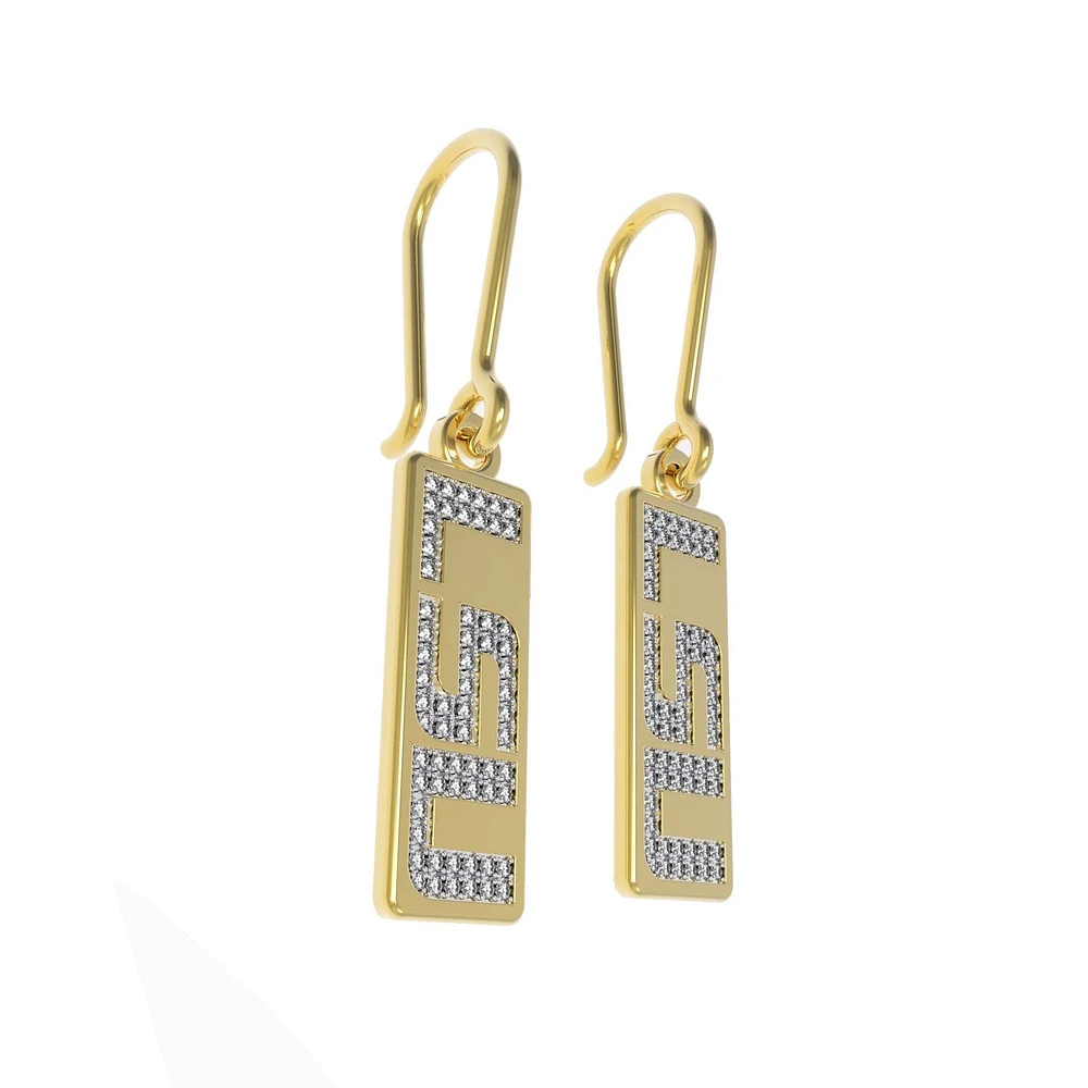 FanDrip LSU Tigers 14K Gold-Plated Diamond Dangle Earrings