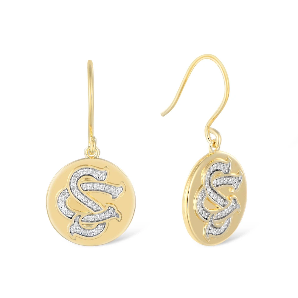 FanDrip South Carolina Gamecocks 14K Gold-Plated Diamond Dangle Earrings