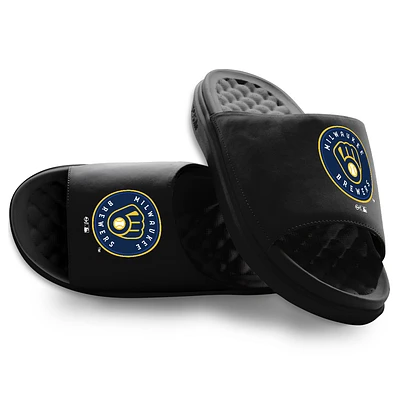 Youth ISlide Black Milwaukee Brewers Primary Motive Slide Sandals