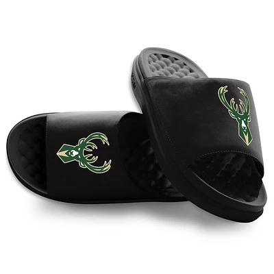 Youth ISlide Black Milwaukee Bucks Primary Motive Slide Sandals