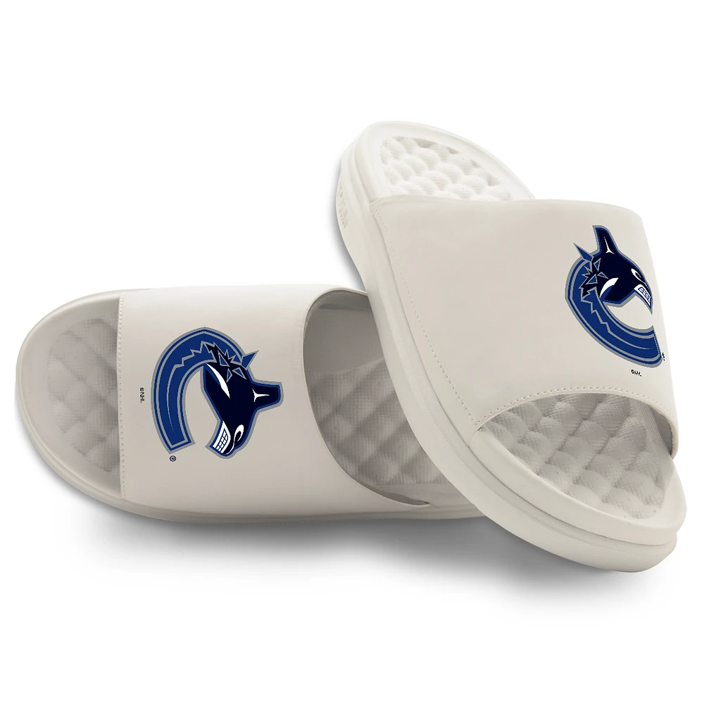 Youth ISlide Cream Vancouver Canucks Primary Motive Slide Sandals