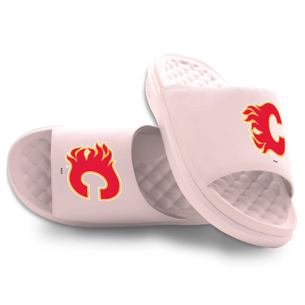 Youth ISlide Pink Calgary Flames Primary Motive Slide Sandals