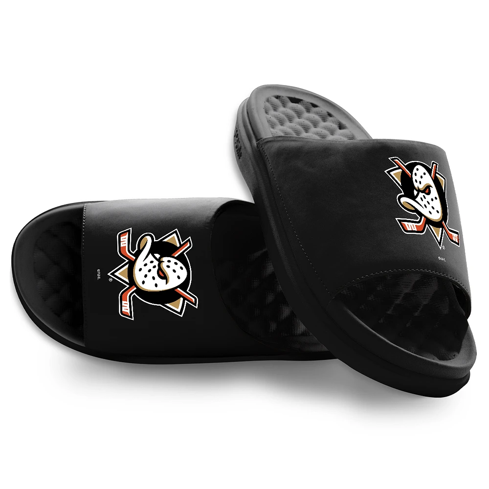 Youth ISlide Black Anaheim Ducks Primary Motive Slide Sandals