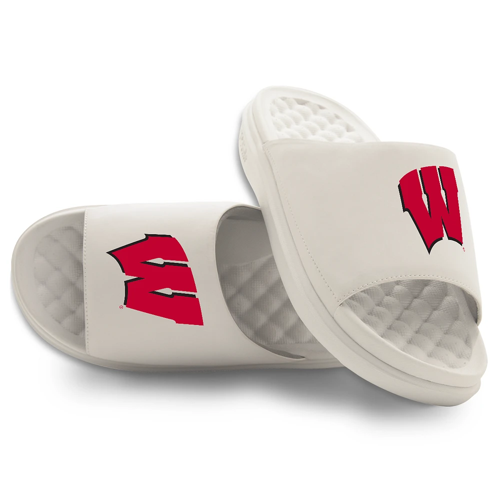 Youth ISlide Cream Wisconsin Badgers Primary Motive Slide Sandals