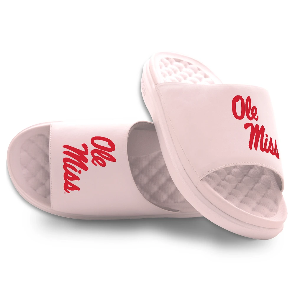 Youth ISlide Pink Ole Miss Rebels Primary Motive Slide Sandals