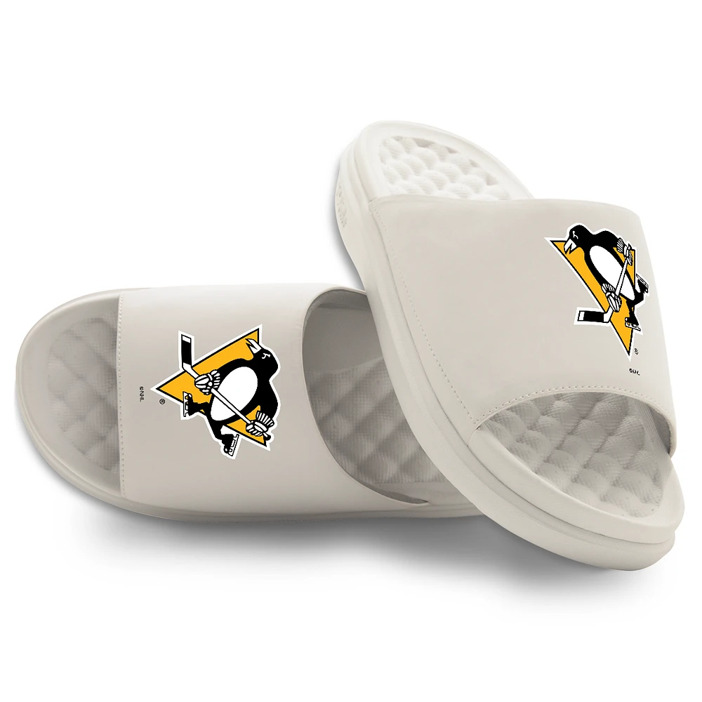Unisex ISlide Cream Pittsburgh Penguins Primary Motive Slide Sandals