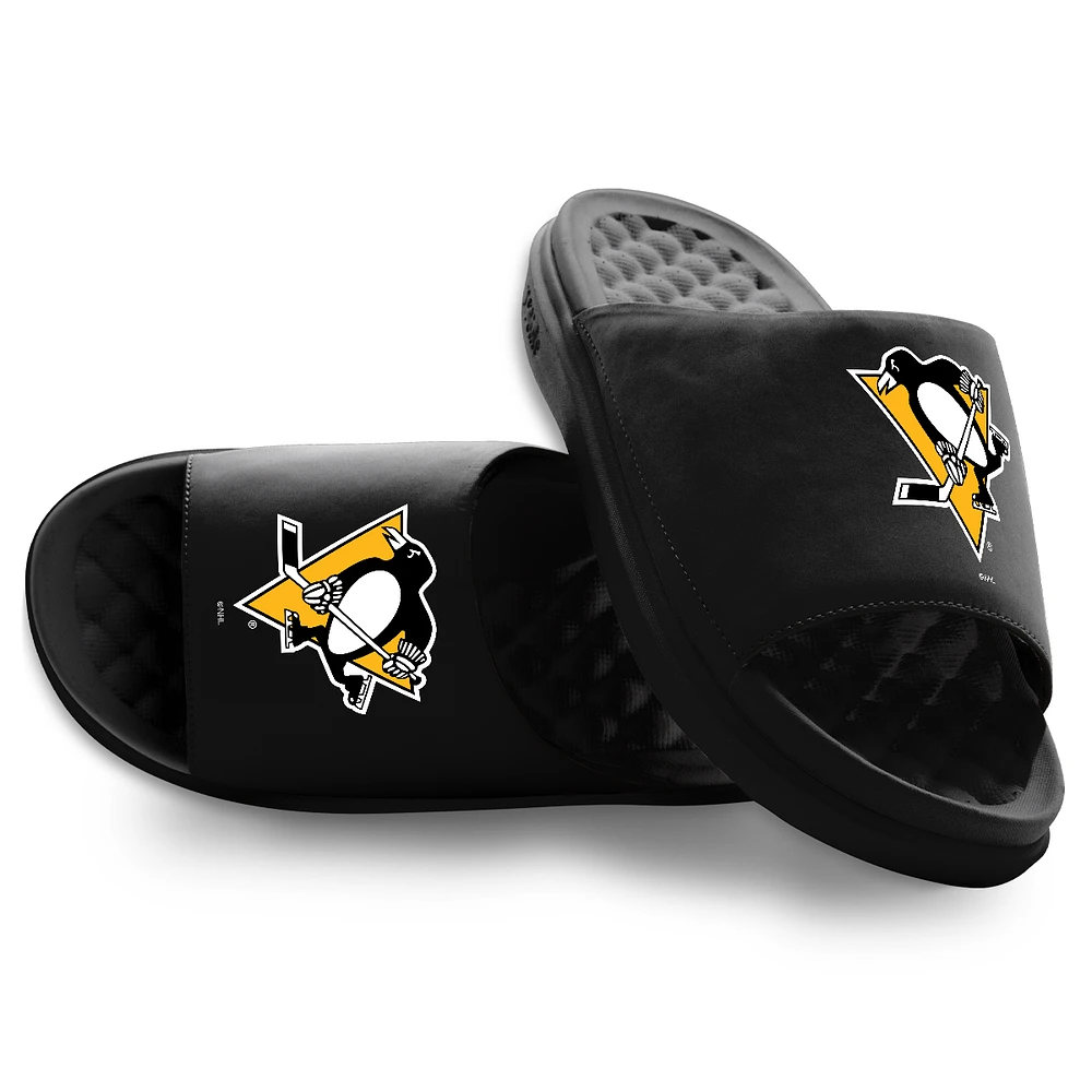Unisex ISlide Black Pittsburgh Penguins Primary Motive Slide Sandals