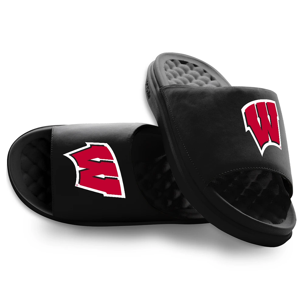 Unisex ISlide Black Wisconsin Badgers Primary Motive Slide Sandals