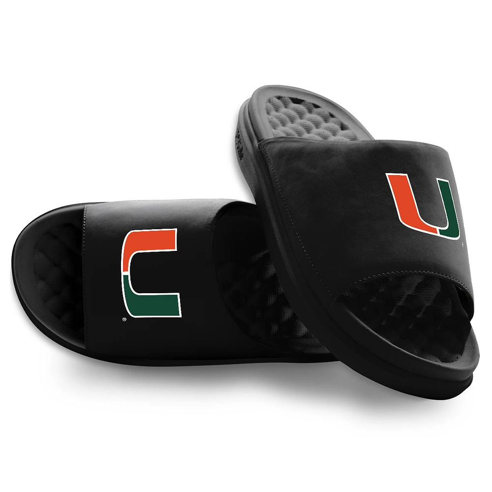 Unisex ISlide Black Miami Hurricanes Primary Motive Slide Sandals