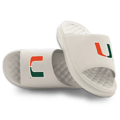 Unisex ISlide Cream Miami Hurricanes Primary Motive Slide Sandals