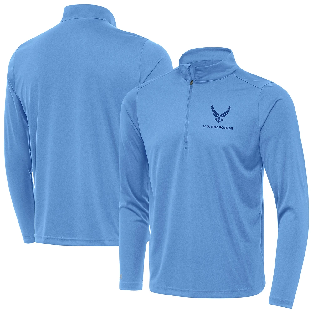 Men's Antigua Powder Blue Air Force Tribute Quarter-Zip Pullover