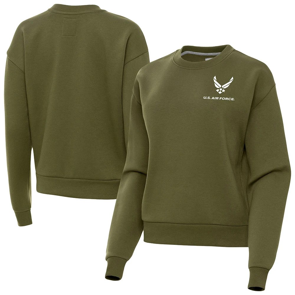 Women's Antigua Olive Air Force Victory Pullover Sweatshirt