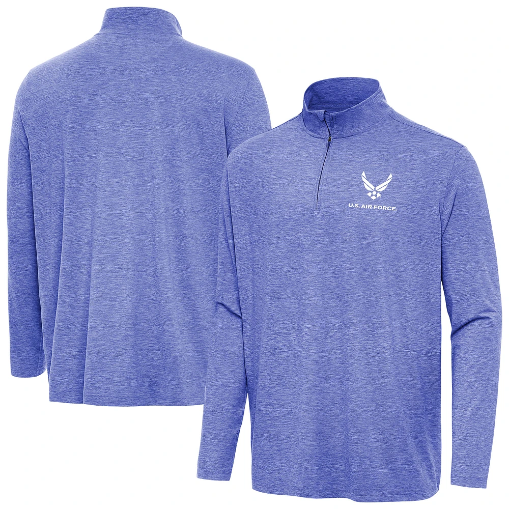 Men's Antigua Heather Royal Air Force Hunk Quarter-Zip Pullover
